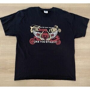 Bike Rally T Shirt Double Sided Black Biker Ride No Fear Little Rock 2X